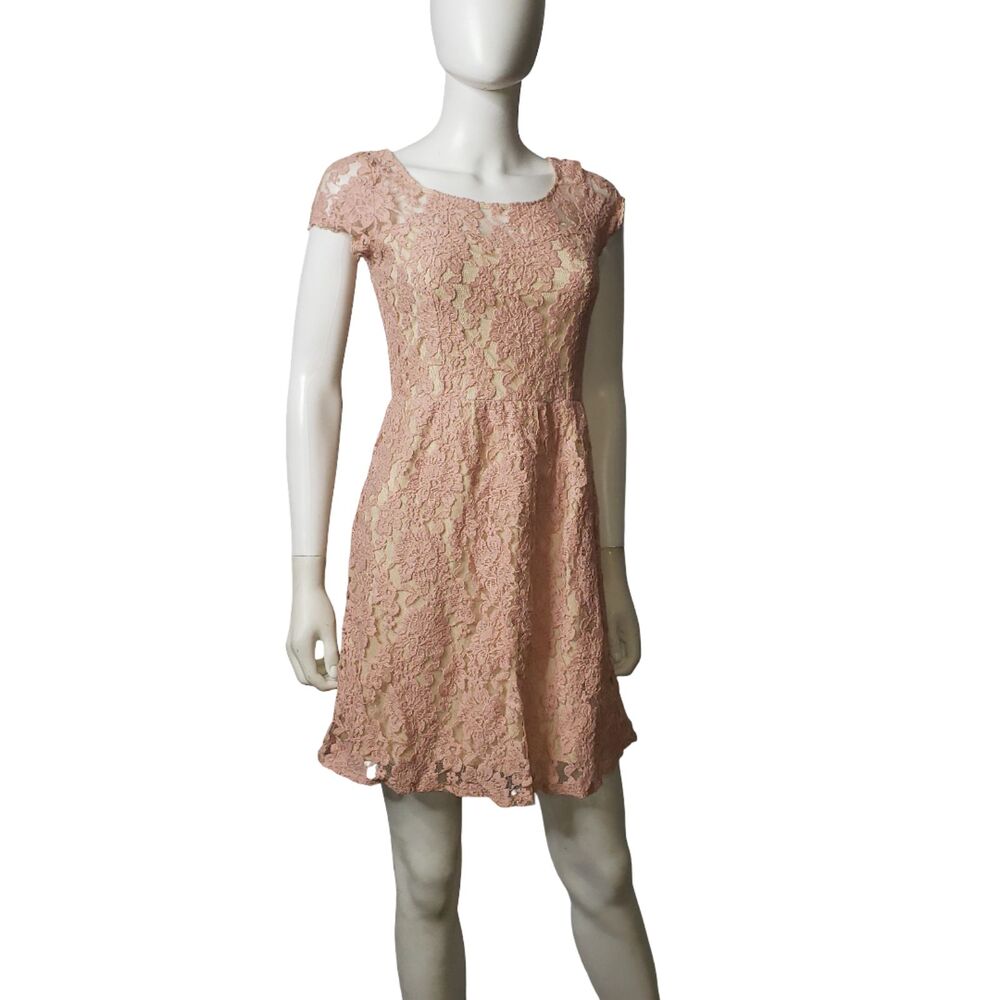 American Eagle Outfitters Blush Pink Lace Short Sleeve Dress Womens Size 6